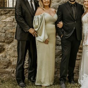 Beautiful sage, green gown warn once to my sons wedding